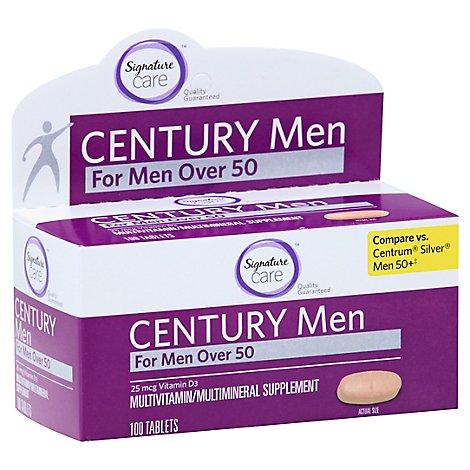 Signature Care CENTURY Men Over 50 Vitamin D 1000IU Dietary Supplement Tablet - 100 Count