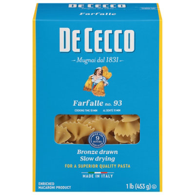 De Cecco Pasta No. 93 Farfalle Box - 1 Lb - Image 3