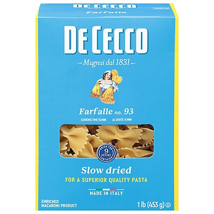 De Cecco Pasta No. 93 Farfalle Box - 1 Lb - Image 2