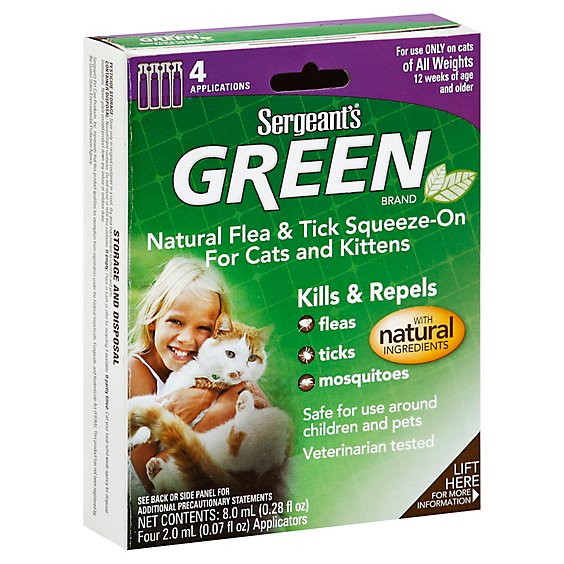 Sergeants Green Flea & Tick Squeeze-On For Cats & Kittens Box - 4-0.07 Fl. Oz.