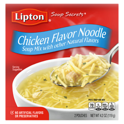 Lipton Soup Secrets Soup Mix With Real Chicken Broth Chicken Noodle 2 Count - 4.2 Oz