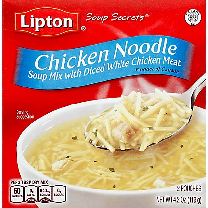 Lipton Soup Secrets Soup Mix With Real Chicken Broth Chicken Noodle 2 Count - 4.2 Oz - Image 2