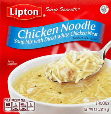 Lipton Soup Secrets Soup Mix With Real Chicken Broth Chicken Noodle 2 Count - 4.2 Oz - Image 2