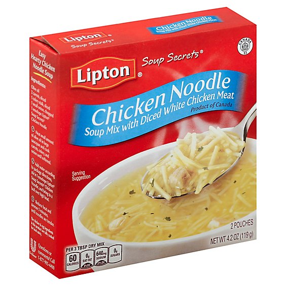 Lipton Soup Secrets Soup Mix With Real Chicken Broth Chicken Noodle 2 Count - 4.2 Oz
