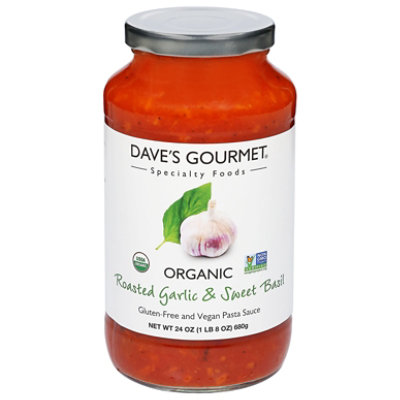 Daves Gourmet Organic Pasta Sauce Roasted Garlic & Sweet Basil - 25.5 Oz