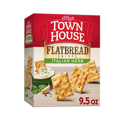 Town House Flatbread Crisps Crackers Ready To Dip Snacks Italian Herb - 9.5 Oz - Tom Thumb