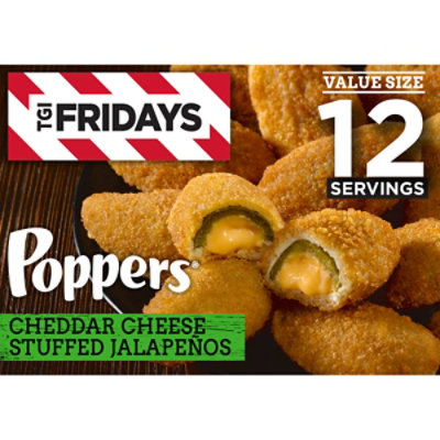 TGI Fridays Frozen Appetizers Cheddar Cheese Stuffed Jalapeno Poppers Value Size Box - 32 Oz
