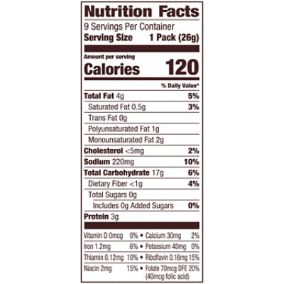 goldfish crackers nutrition label