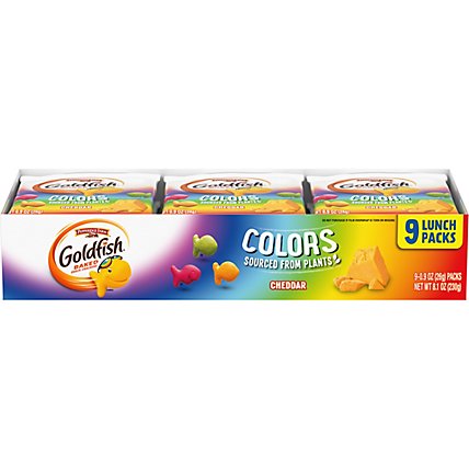 Pepperidge Farm Goldfish Crackers Baked Snack Cheddar Variety Colors Tray Pack - 9-0.9 Oz - Image 2