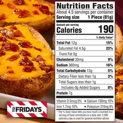 TGI Fridays Loaded Cheddar & Bacon Potato Skins Frozen Snacks Box - 13.5 Oz - Image 7