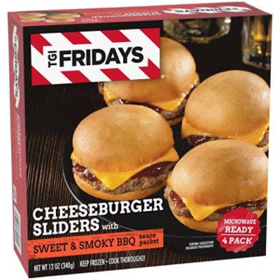 TGI Fridays Frozen Appetizers Cheeseburger Sliders with Sweet & Smoky BBQ Sauce Box - 4 Count - Image 4