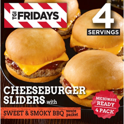 TGI Fridays Frozen Appetizers Cheeseburger Sliders with Sweet & Smoky BBQ Sauce Box - 4 Count - Image 2