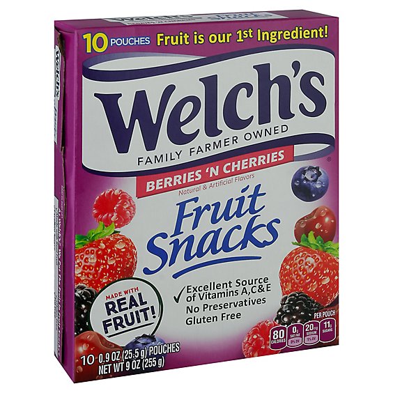 Welchs Fruit Snacks Berries N Cherries - 10-0.9 Oz