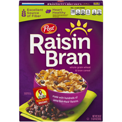 Post Raisin Bran Cereal Whole Grain Wheat & Bran With Sun Maid Raisins - 20 Oz