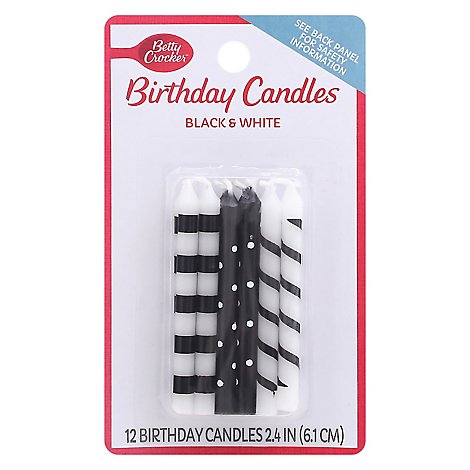 Betty Crocker Candles Black And White - 12 Count