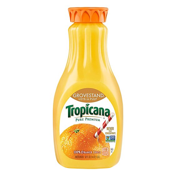 Tropicana Juice Pure Premium Orange Grovestand Lots of Pulp Chilled - 52 Fl. Oz.