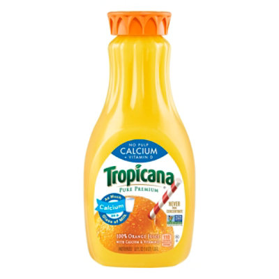 Tropicana Juice Pure Premium Orange No Pulp Calcium + Vitamin D Chilled - 52 Fl. Oz.