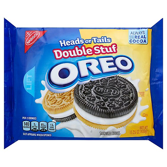 OREO Double Stuff Cookies Sandwich Heads or Tails - 15.25 Oz