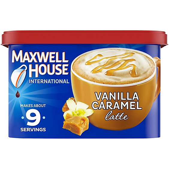 Maxwell House International Vanilla Caramel Latte Cafe Style Instant Coffee Mix Canister - 8.7 Oz