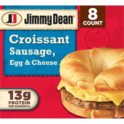 Jimmy Dean Croissant Breakfast Sandwiches with Sausage Egg & Cheese Frozen - 8 Count