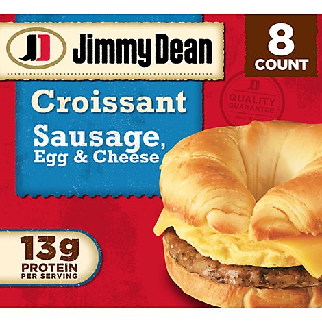 Jimmy Dean Sausage Egg & Cheese Croissant Frozen Breakfast Sandwiches - 8 Count