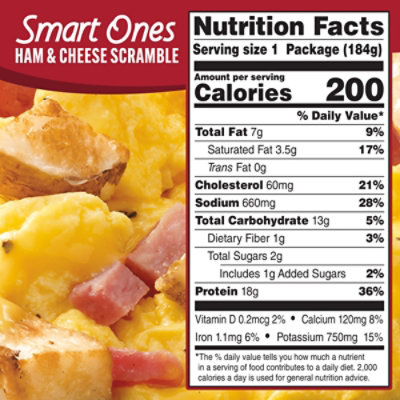 Smart Ones Ham & Cheese Scramble with Egg Whites Ham Potatoes & Cheese Frozen Meal Box - 6.49 Oz - Image 7