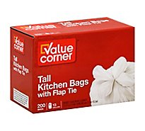 Value Corner Kitchen Bags Flap Tie Tall 13 Gallon - 200 Count