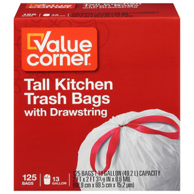 Value Corner Kitchen Bags Drawstring Tall 13 Gallon - 125 Count - Image 3