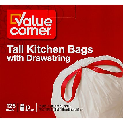Value Corner Kitchen Bags Drawstring Tall 13 Gallon - 125 Count - Image 4