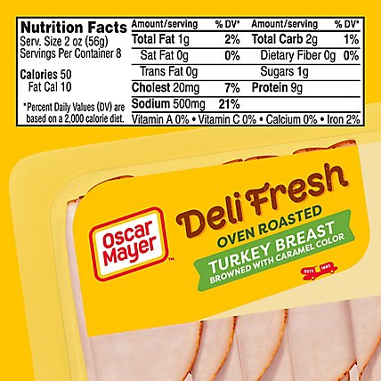 Oscar Mayer Deli Fresh Oven Roasted Turkey Breast Sliced Lunch Meat Family Size Tray - 16 Oz - Image 9