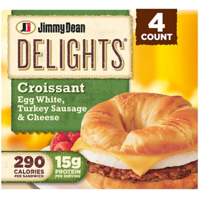 Jimmy Dean Delights Turkey Sausage Egg White & Cheese Croissant Breakfast Sandwiches - 4 Count