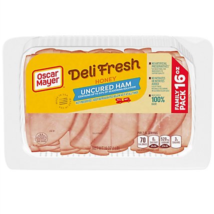 Oscar Mayer Deli Fresh Honey Uncured Ham Sliced Lunch Meat Family Size Tray - 16 Oz - Image 2