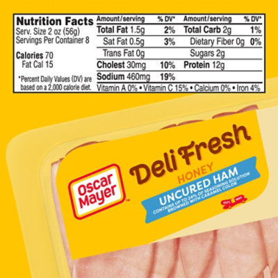 Oscar Mayer Deli Fresh Honey Uncured Ham Sliced Lunch Meat Family Size Tray - 16 Oz - Image 6