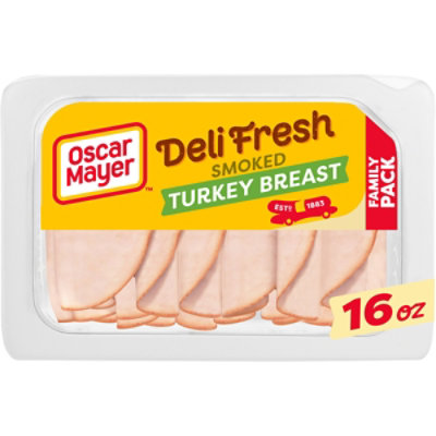 Oscar Mayer Deli Fresh Smoked Turkey Breast Sliced Lunch Meat Family Size Tray - 16 Oz - Image 1