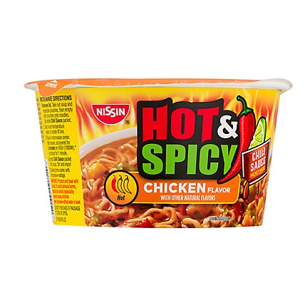 Nissin Bowl Noodles Ramen Noodle Soup Hot & Spicy Chicken Flavor - 3.32 Oz - Image 2