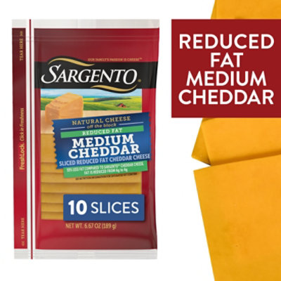 Sargento Reduced Fat Medium Sliced Cheddar Cheese - 6.67 Oz - Image 1