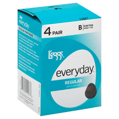Leggs Everyday Suntan Shree Toe B Regular Pantyhose - 4 Pair