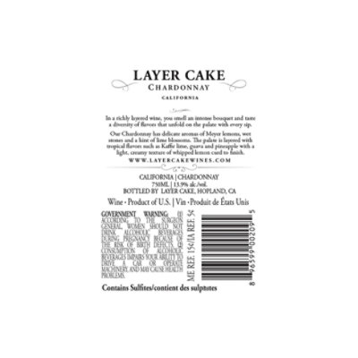 Layer Cake Wine Chardonnay Central Coast-California Virgin - 750 Ml - Image 6