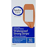 Signature Care Adhesive Bandages Strong Strips Waterproof Antibacterial Extra Large - 10 Count - Image 2
