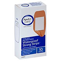 Signature Care Adhesive Bandages Strong Strips Waterproof Antibacterial Extra Large - 10 Count - Image 1