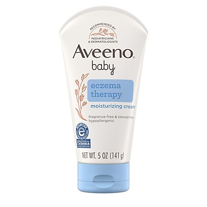 Aveeno Baby Moisturizing Cream Fragrance-Free Eczema Therapy Steroid-Free - 5 Oz - Image 2