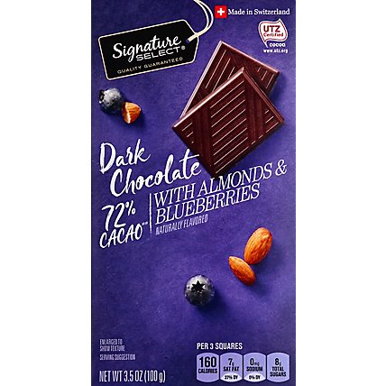 Signature SELECT Dark Chocolate 72% Cacao With Almonds & Blueberries - 3.5 Oz - Image 2