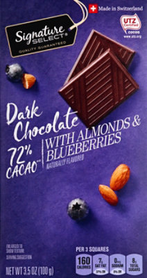 Signature SELECT Dark Chocolate 72% Cacao With Almonds & Blueberries - 3.5 Oz - Image 2