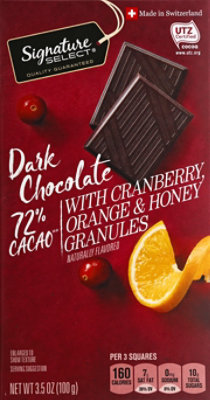 Signature Select Candy Dark Chocolate with Orange & Cranberry 72% Cocao - 3.5 Oz - Image 2