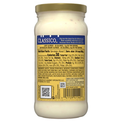 Classico Light Creamy Alfredo Pasta Sauce Jar - 15 Oz - Image 3