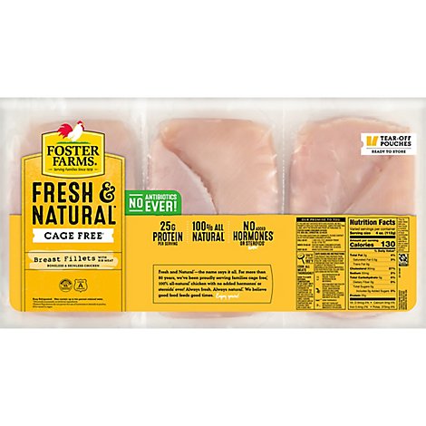 Foster Farms Fresh & Natural Boneless Skinless Chicken Breasts Individually Wrap - 4.00 LB