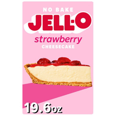 Jell-O No Bake Strawberry Cheesecake Dessert Kit with Strawberry Topping - Filling Mix and Crust Mix - 19.6 Oz