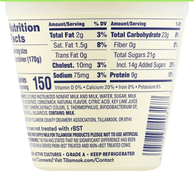 Tillamook Good & Creamy Key Lime Low-Fat Yogurt - 6 Oz - Image 8