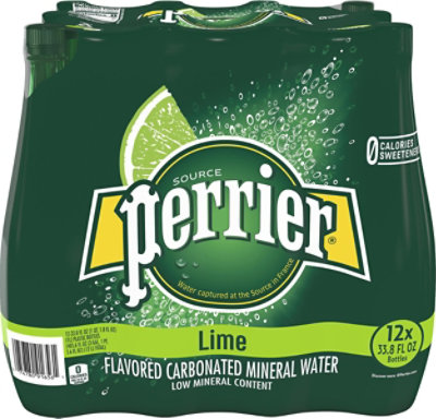 Perrier Lime Flavored Carbonated Mineral Water Plastic Bottle - 12-33.8 Fl. Oz.