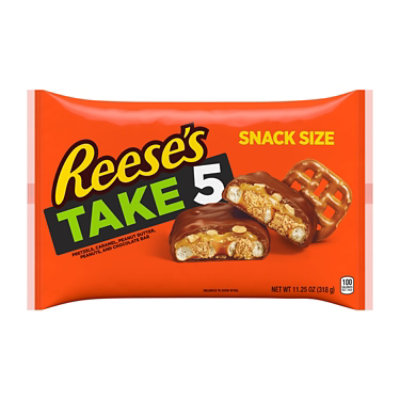 Reese's Take 5 Pretzel Peanut And Chocolate Candy Bars Snack Size Bag - 11.25 Oz
